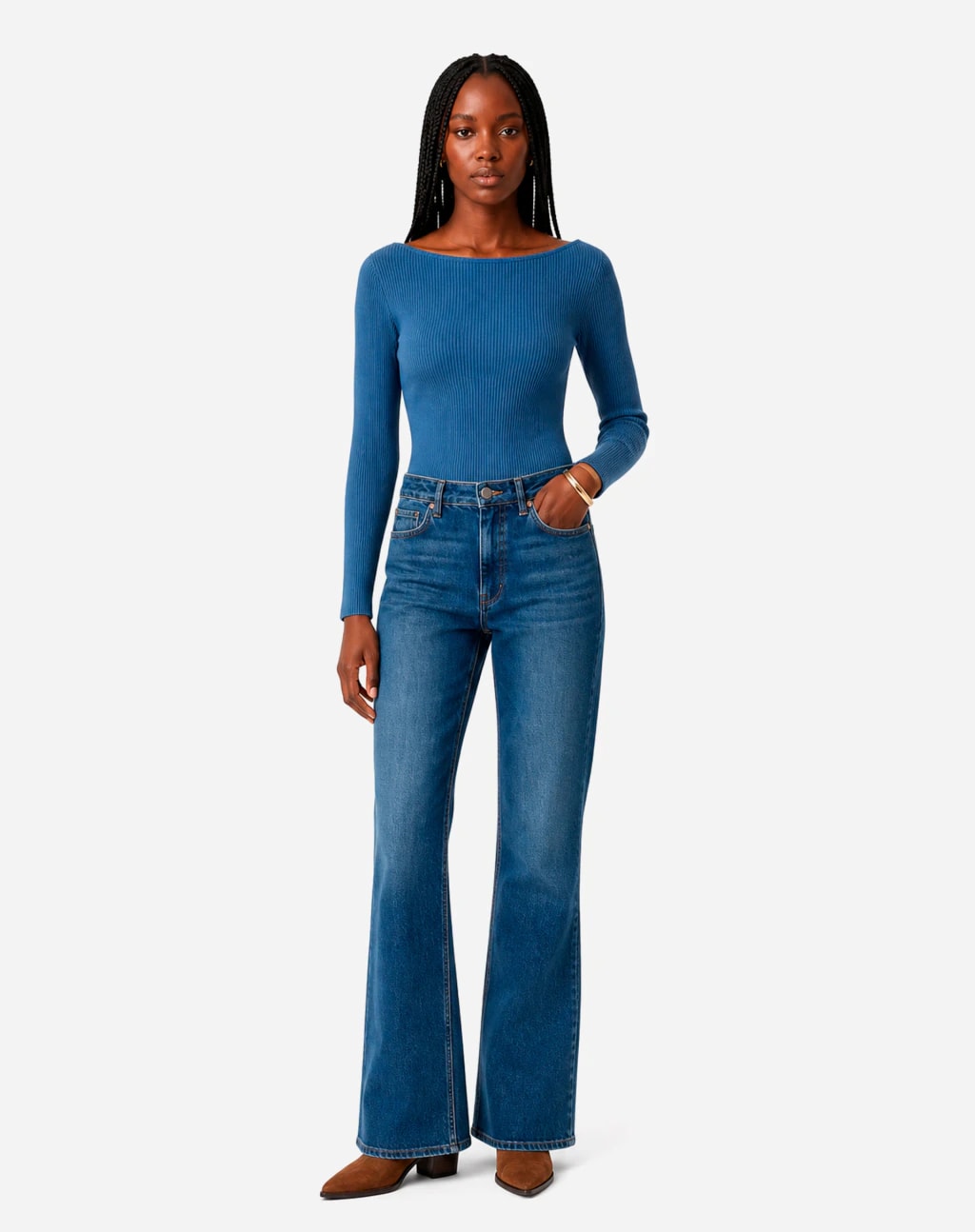 Calça Flare Jeans - Azul Médio