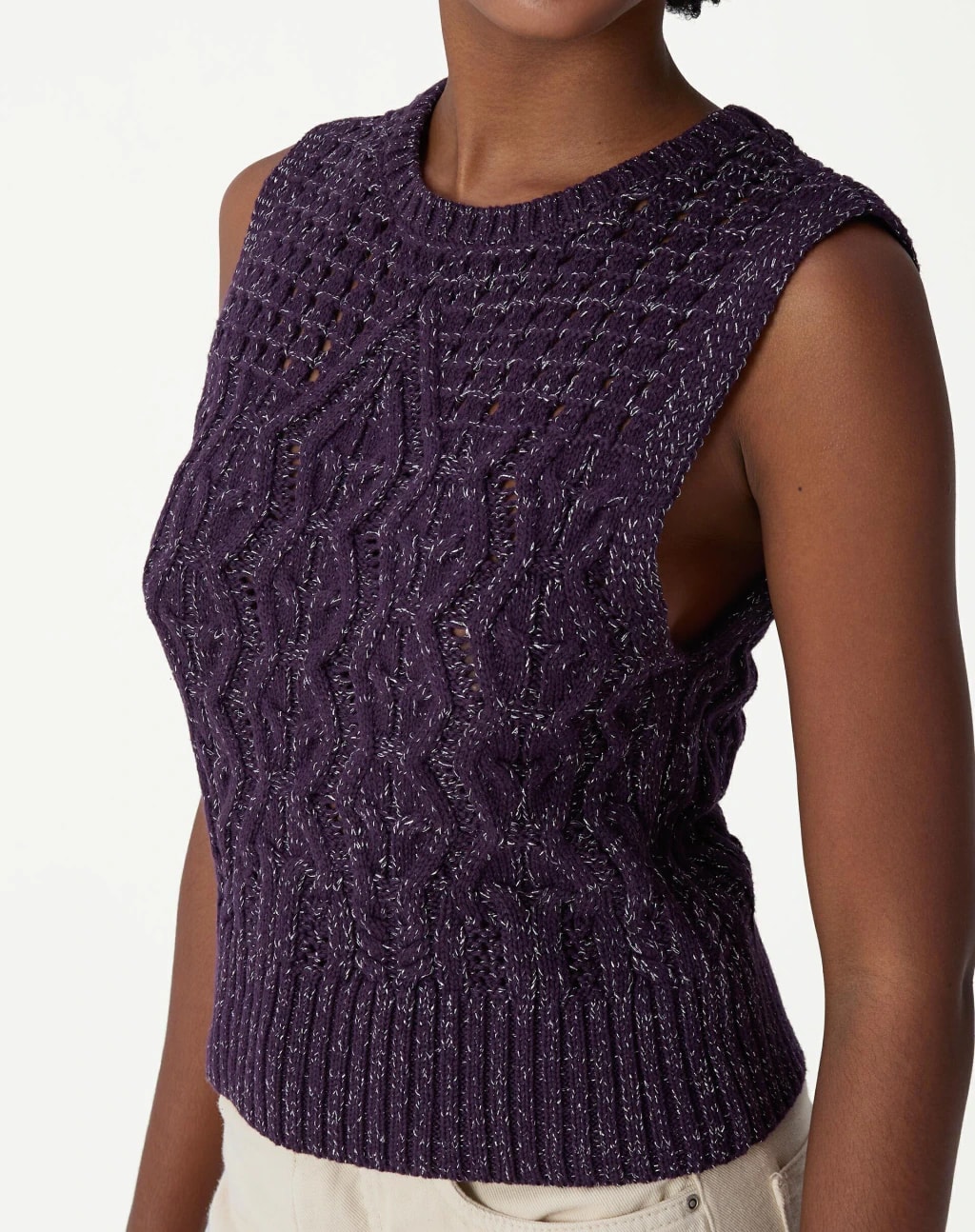 Regata Tricot Ponto Diferenciado - Roxo