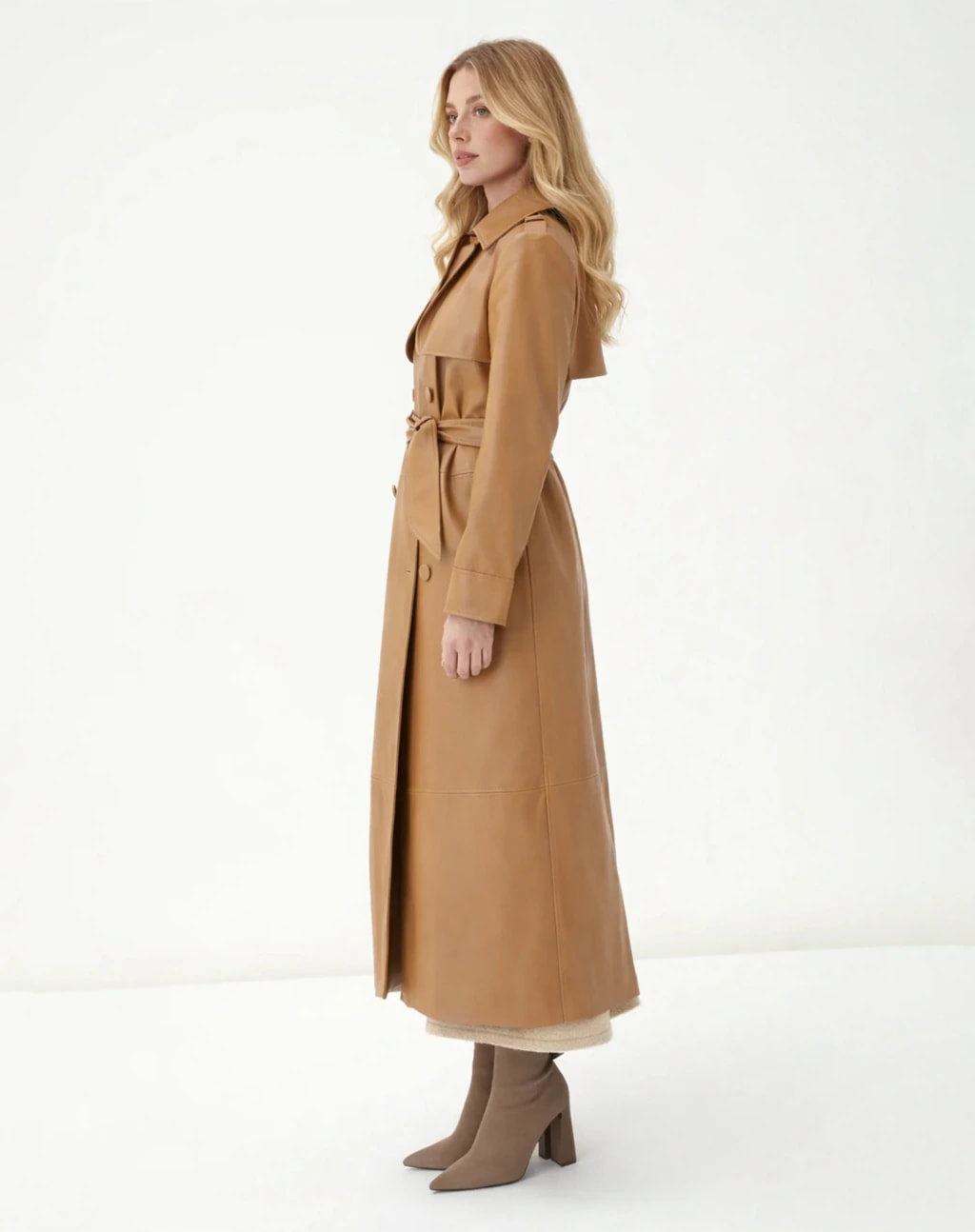 TRENCH COAT COM CINTO PU - CARAMELO