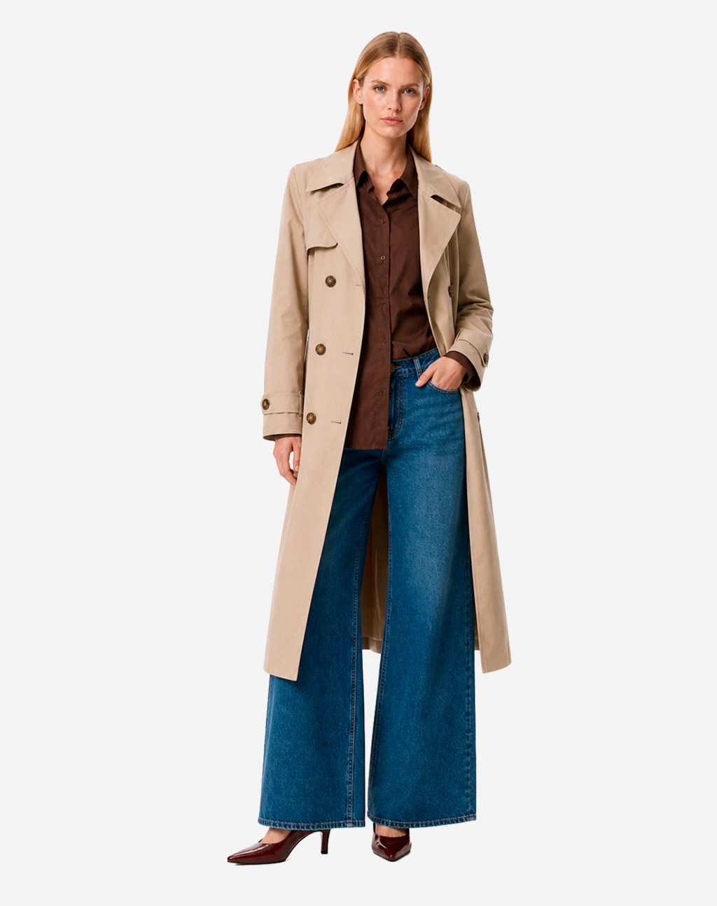 Trench Coat Longo - Marrom