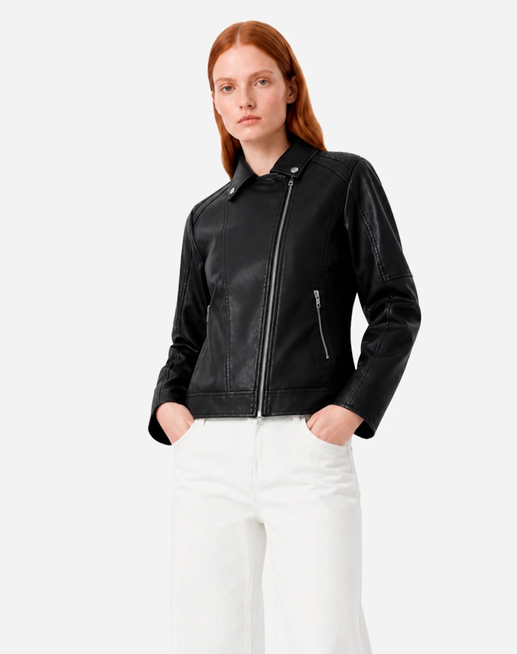 Jaqueta Biker de PU - Preto