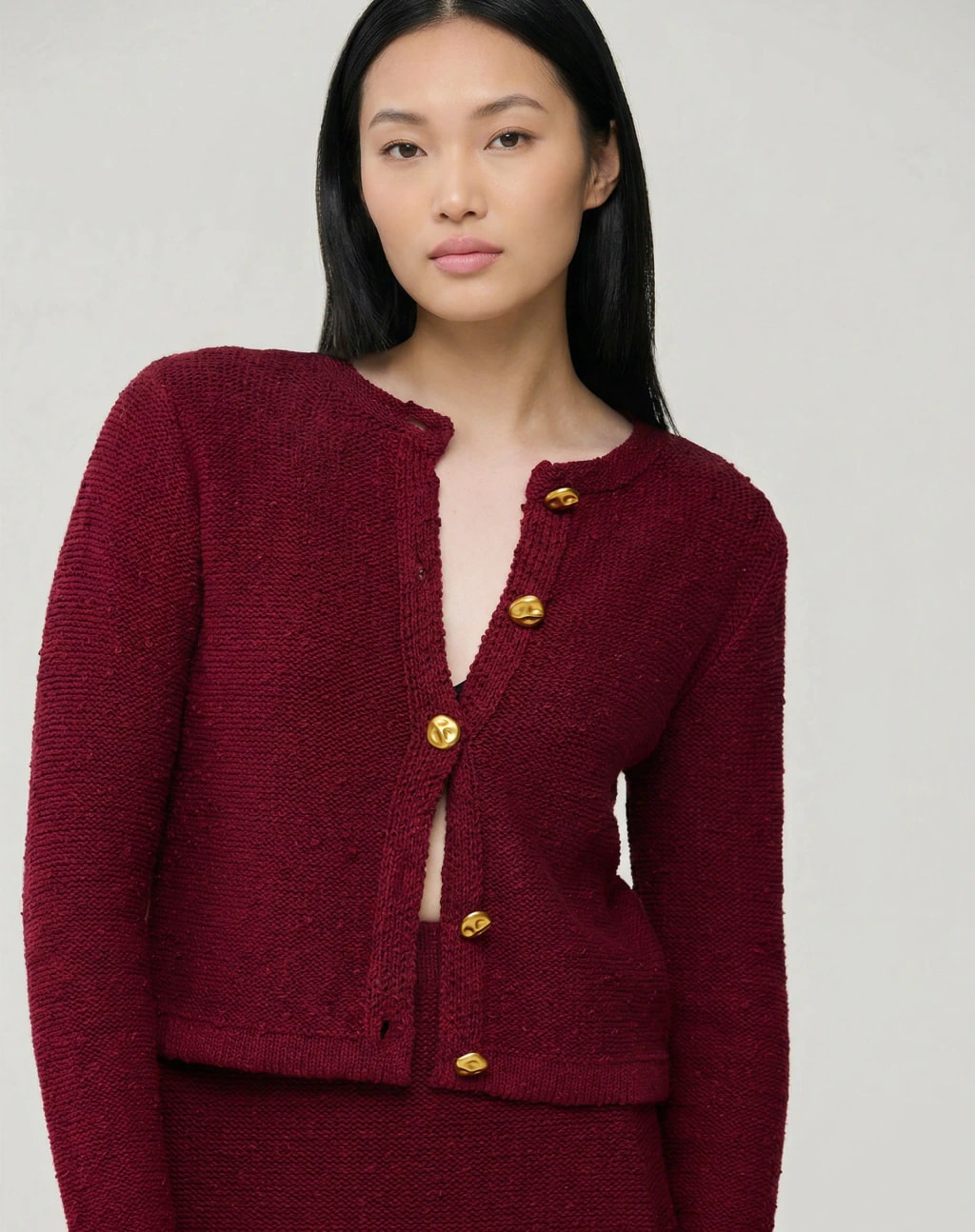 Cardigan Tricot Com Botões - Vermelho