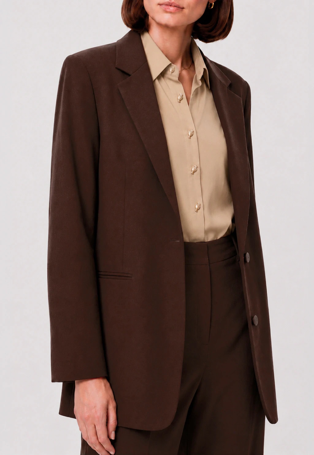 Blazer Oversized de Viscose - Marrom