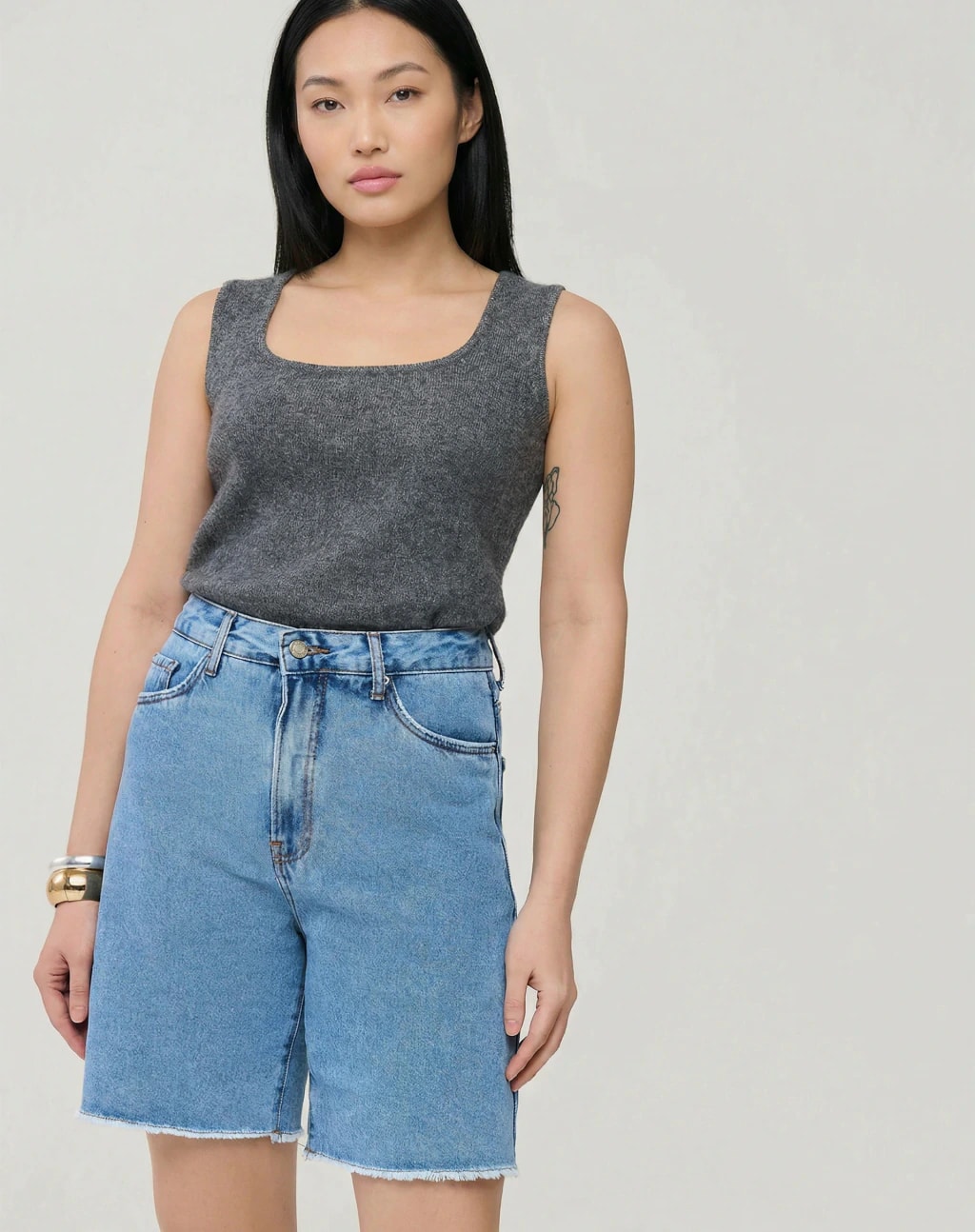 BERMUDA JEANS RE - AZUL MÉDIO
