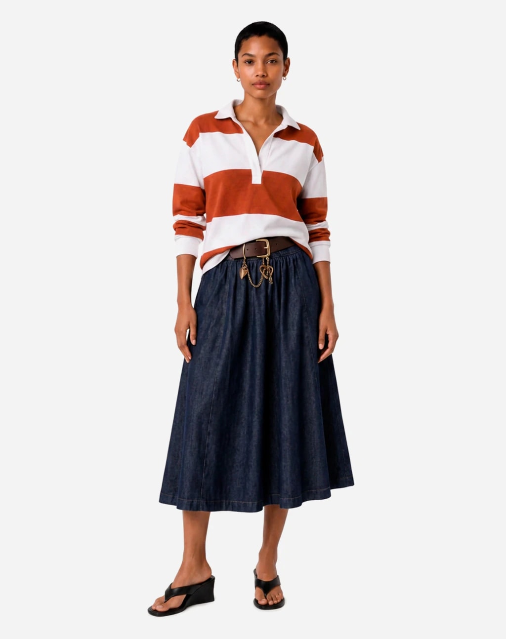 Saia Midi New Statement Jeans - Azul Escuro