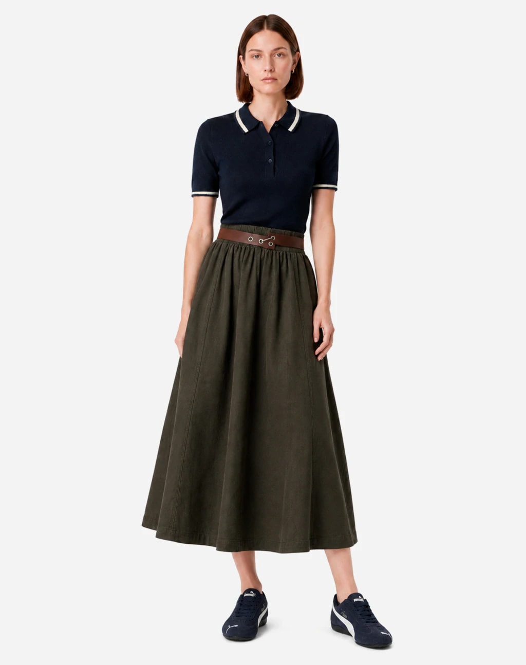 Saia Midi New Statement Sarja - Verde Escuro