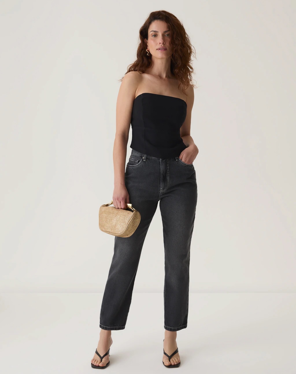 CALÇA MOM JEANS CROPPED - JEANS ESCURO