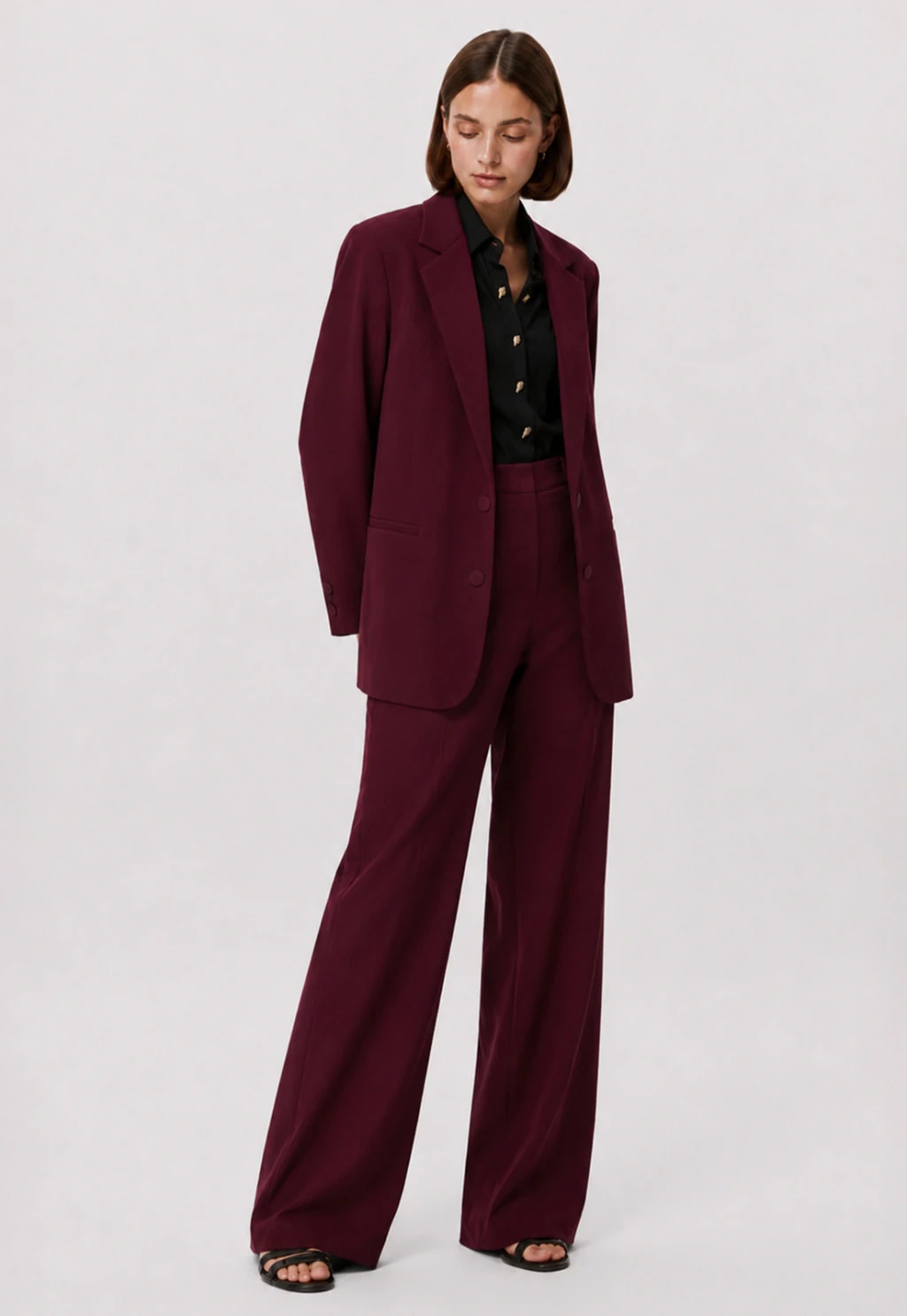 Calça Reta de Viscose - Vinho
