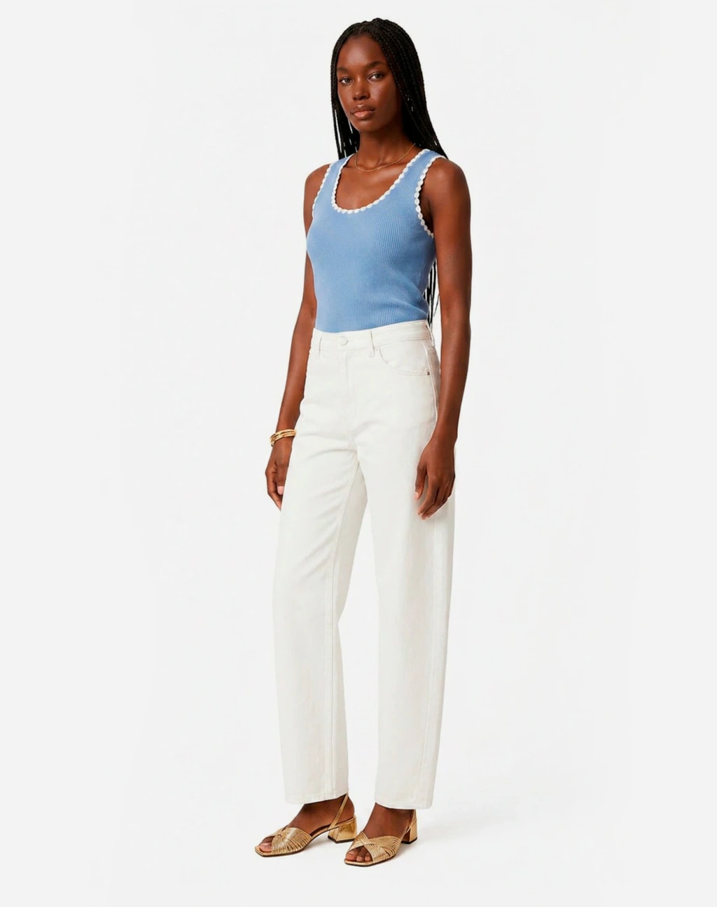 Calça Barrel de Sarja - Off White