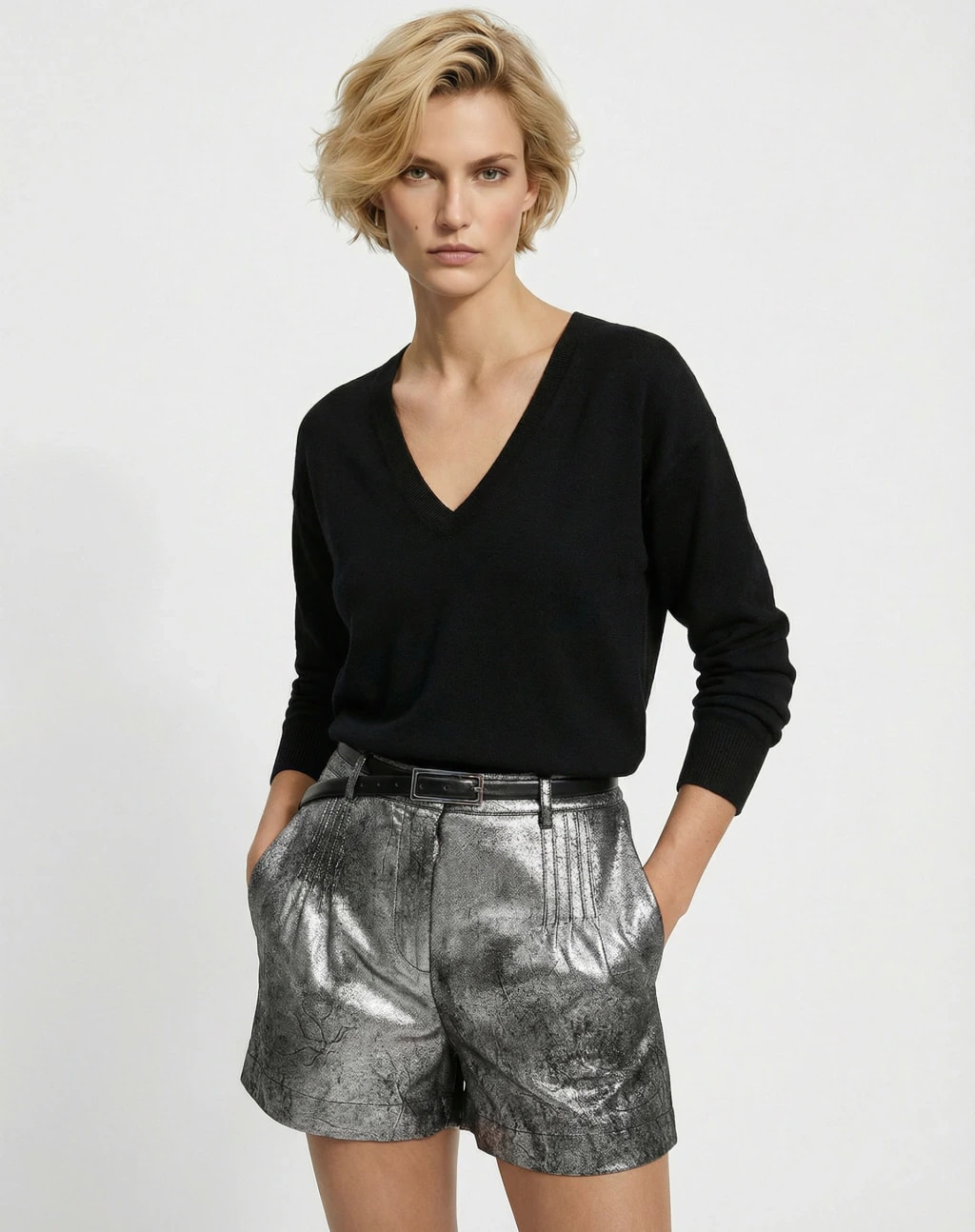 Suéter Cashmere Deluxe Gola V - Preto