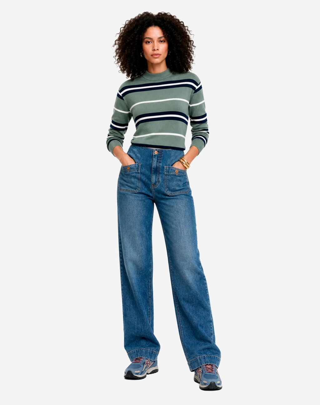 Calça Reta Sem Cós Jeans - Azul Médio