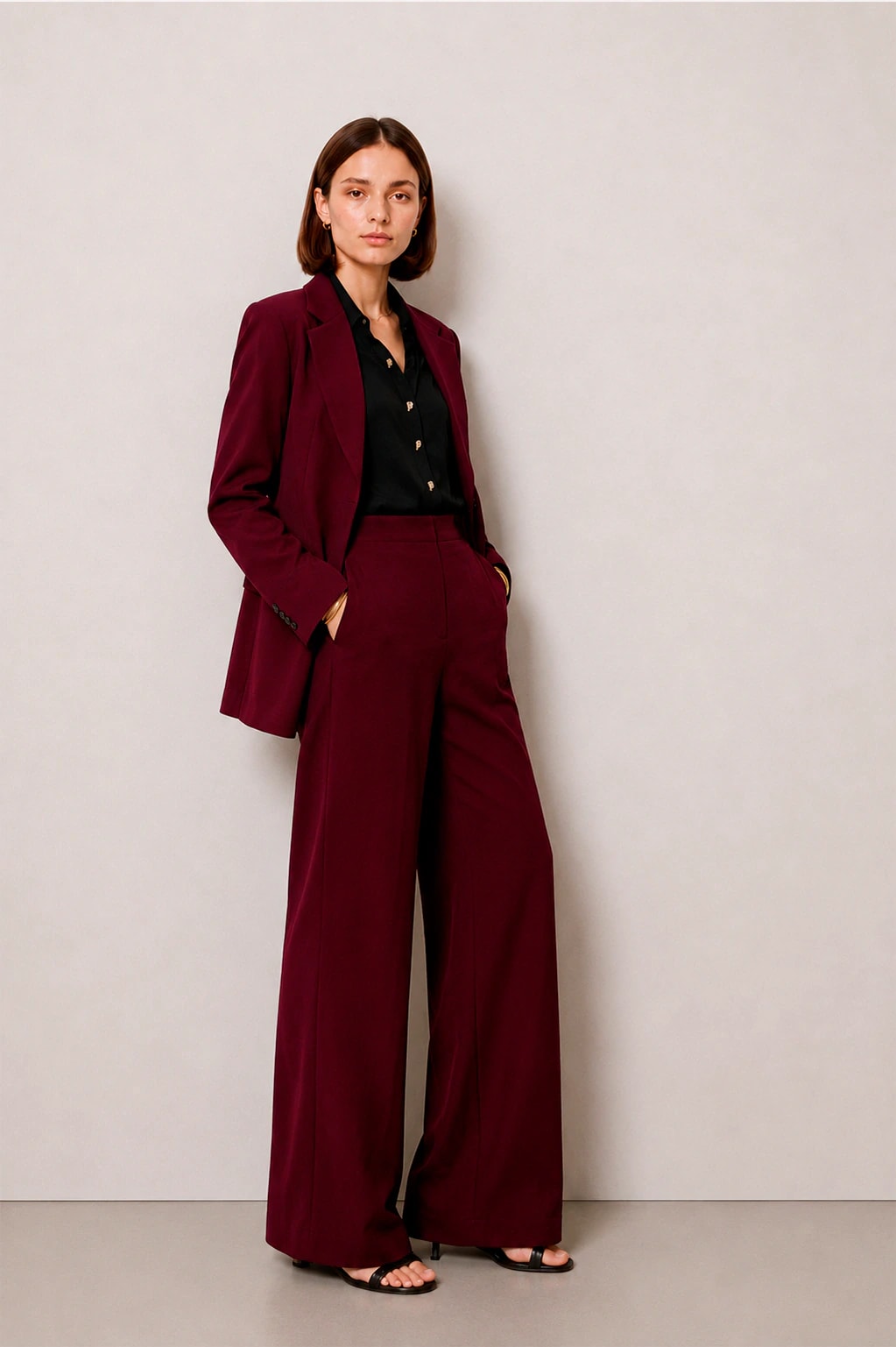 Blazer Oversized de Viscose - Vinho